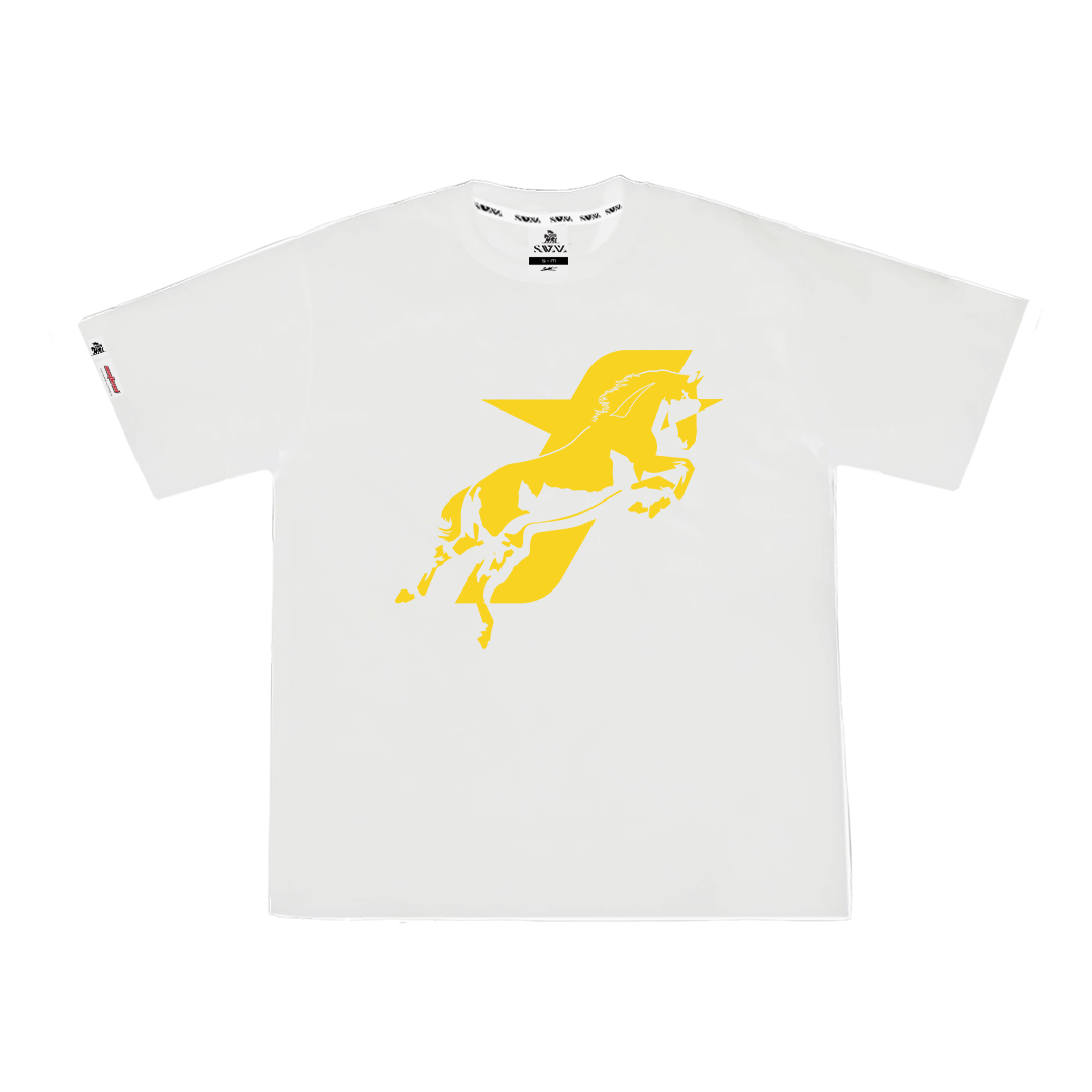SAVANA® TAYCANv1 BEYAZ BOXY TSHIRT - SARI LOGOLU