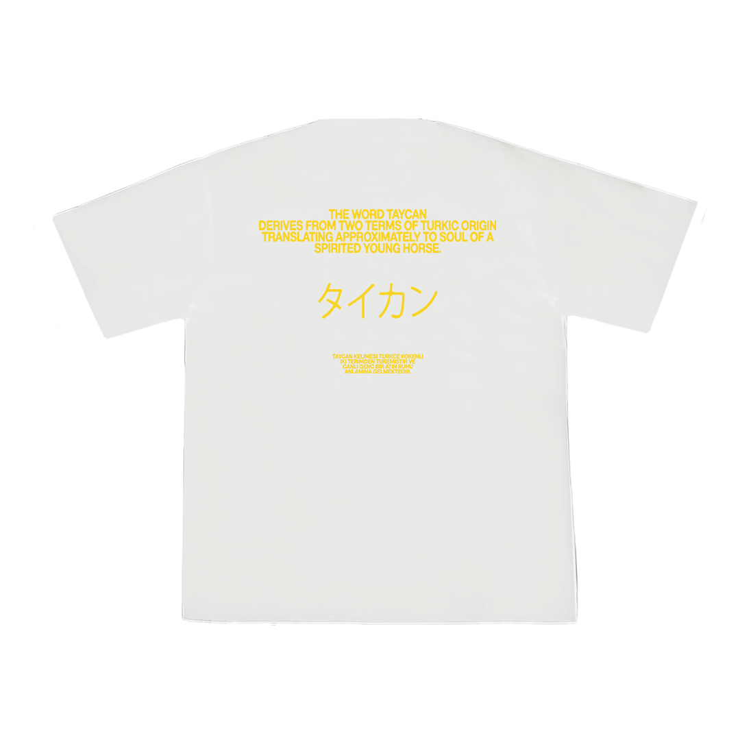 SAVANA® TAYCANv1 BEYAZ BOXY TSHIRT - SARI LOGOLU