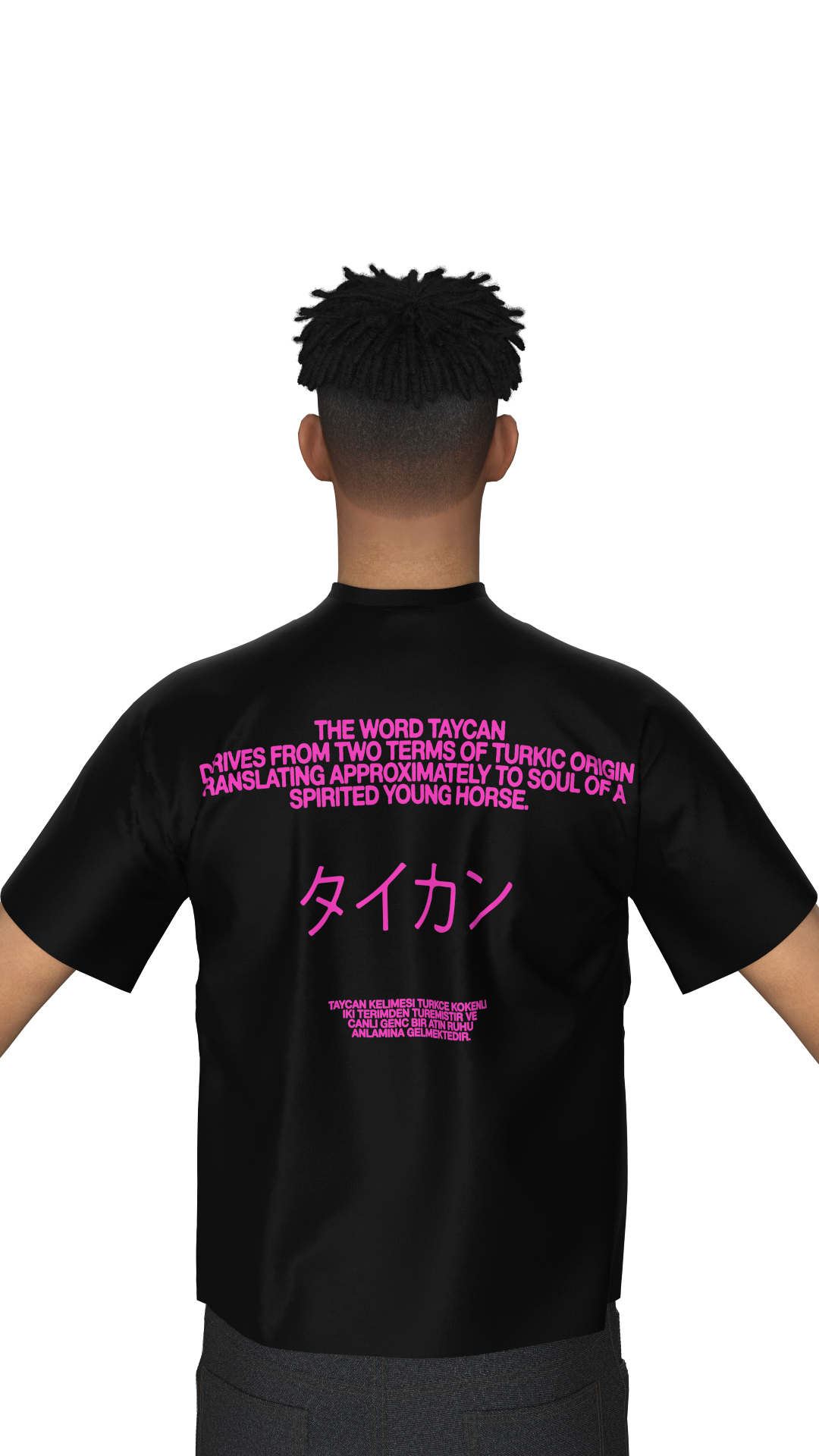 SAVANA® TAYCANv1 SIYAH BOXY TSHIRT - PEMBE LOGOLU