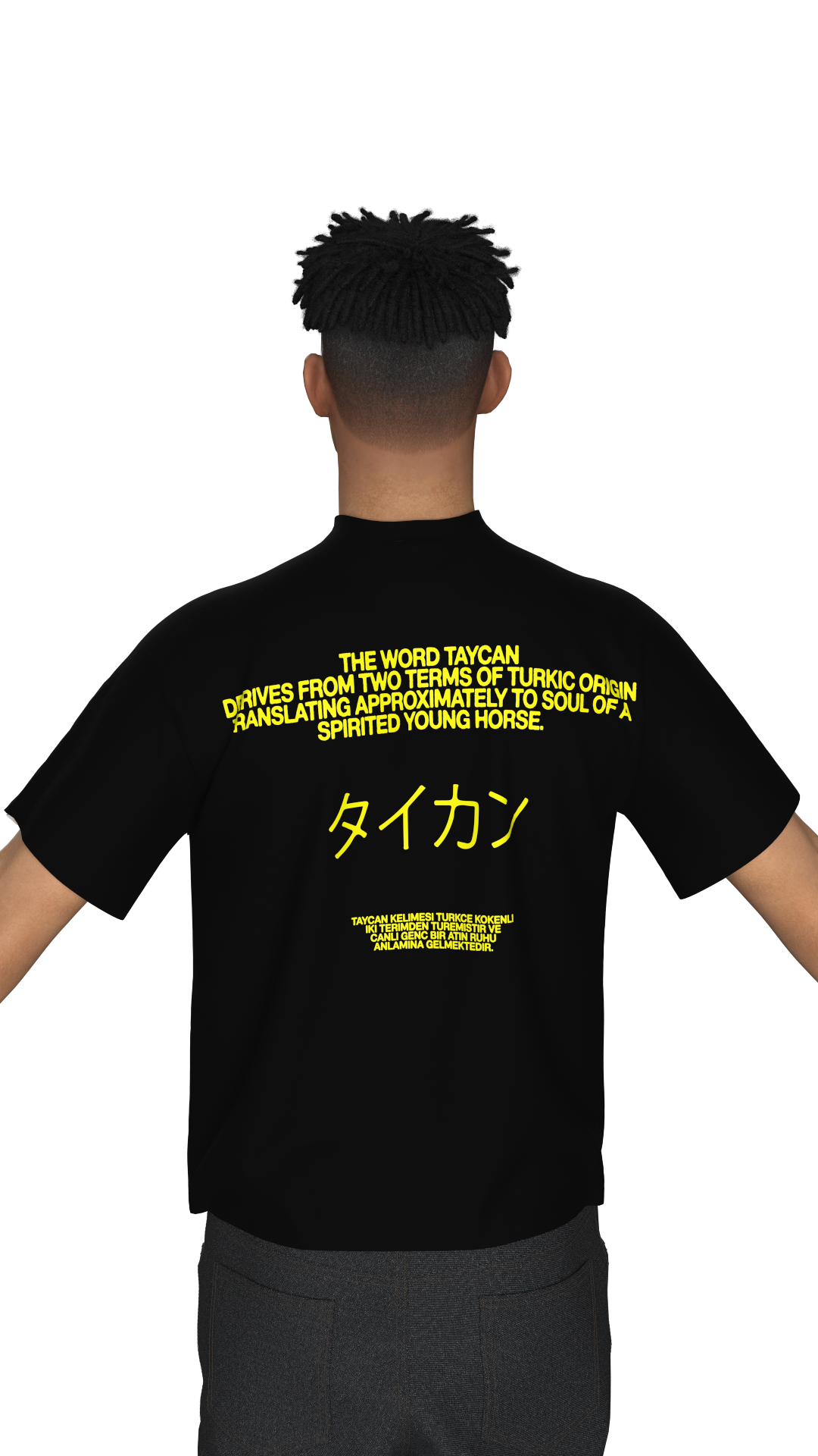 SAVANA® TAYCANv1 SIYAH BOXY TSHIRT - SARI LOGOLU