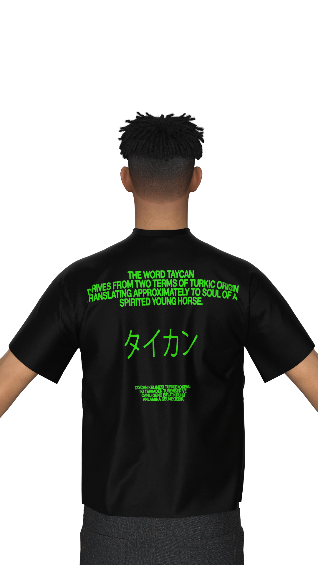 SAVANA® TAYCANv1 SIYAH BOXY TSHIRT - YESIL LOGOLU