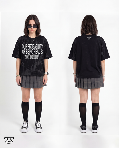NL3000 - OUR PROBABILITY OF BEING REAL IS 1000000000-1 BLACK TSHIRT