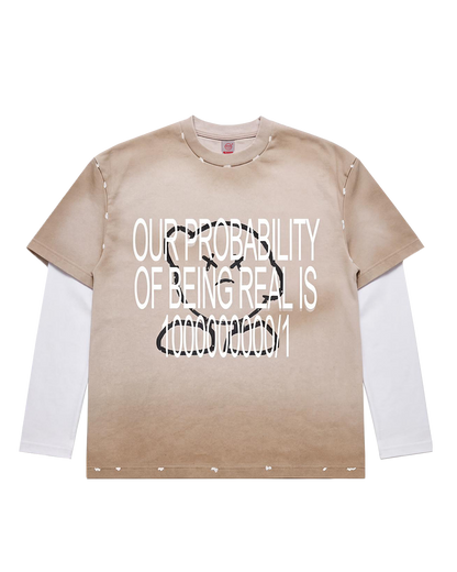 NL3000 - OUR PROBABILITY OF BEING REAL IS 1000000000-1 CREAM LONG SLEEVE