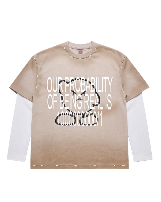 NL3000 - OUR PROBABILITY OF BEING REAL IS 1000000000-1 CREAM LONG SLEEVE