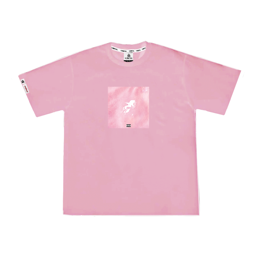 SAVANA® TAYCANv1 PEMBE BOXY TSHIRT - ALBUM KAPAK BASKILI