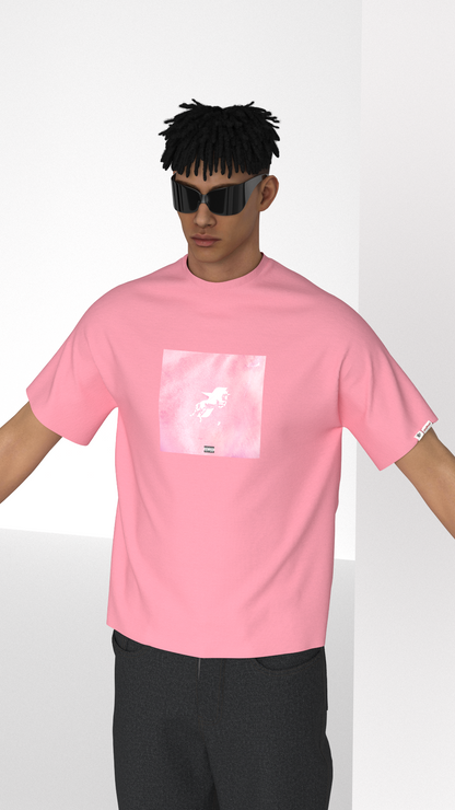 SAVANA® TAYCANv1 PEMBE BOXY TSHIRT - ALBUM KAPAK BASKILI